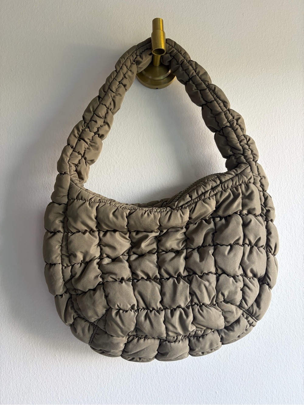 COS Padded Quilted Shoulder Bag in Olive Green